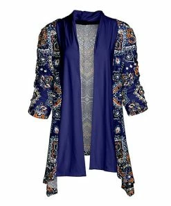 Lily | Blue & Orange Paisley Open-Front Sidetail Cardigan - Women