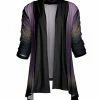 Lily | Black & Lavender Ombré Open-Front Sidetail Cardigan - Plus