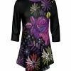 Lily | Black & Purple Floral Flared Tunic - Plus