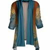 Lily | Teal & Rust Floral Open-Front Sidetail Cardigan - Women
