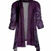 Lily | Purple & Lavender Arabesque Open-Front Sidetail Cardigan - Plus