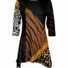 Lily | Black & Brown Animal-Print Patchwork Handkerchief Tunic - Women