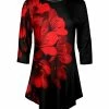 Lily | Black & Red Floral Flared Tunic - Women & Plus