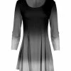 Lily | Black & White Ombré Flared Long-Sleeve Tunic - Women & Plus