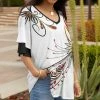 Lily | Black & White Abstract Ruffle-Sleeve V-Neck Tunic - Women