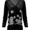 Lily | Black & White Daisy Ruffle-Hem Velvet Tunic - Women