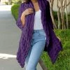Lily | Purple Textured Open Cardigan - Plus
