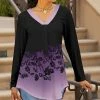 Lily | Black & Purple Ombré Long-Sleeve V-Neck Tunic - Women