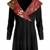 Lily | Black & Red Floral Contrast Cape-Collar Tunic - Plus