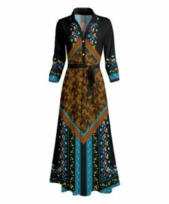 Lily | Black & Turquoise Floral Belted Maxi Dress - Plus