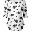 Lily | White & Gray Football Three-Quarter Sleeve Top - Women