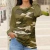 Lily | Beige & Olive Camo Raglan-Sleeve Scoop Neck Tunic - Plus