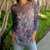 Lily | Teal & Rose Leaf Long-Sleeve Tunic - Women