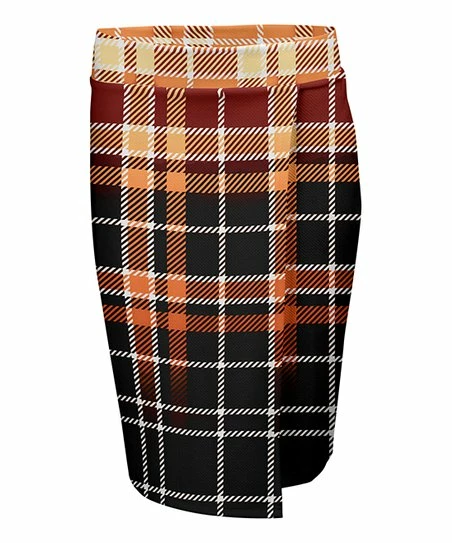 Lily | Rust & Black Ombré Plaid Pencil Skirt - Women 1 Lily | Rust & Black Ombré Plaid Pencil Skirt - Women
