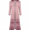 Lily | Pink & Mauve Stripe Pocket Hooded Open Duster - Plus