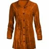 Lily | Orange Velvet Button-Up Tunic - Women