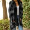 Lily | Black & White Stripe Open Cardigan - Plus
