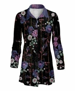Lily | Black & Purple Button-Up - Women