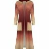Lily | Red & Beige Ombré Pocket Hooded Open Duster - Women
