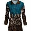 Lily | Blue & Brown Leopard Velvet Button-Up Tunic - Women
