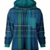 Lily | Teal & Blue Plaid Drawstring Loose Fit Pocket Hoodie - Women & Plus
