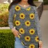 Lily | Gray & Yellow Heather Sunflower Long-Sleeve Raglan Tunic - Women