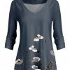 Lily | Blue & Mocha Floral V-Neck Tunic - Women
