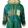 Lily | Green & Golden Marbled Drawstring Pocket Hoodie - Women