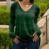 Lily | Black & Green Plaid Long-Sleeve V-Neck Tunic - Plus