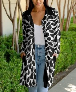 Lily | Black & Gray Petal Collared Button-Up Cardigan - Women