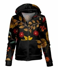 Lily | Black & Brown Floral Pocket Hoodie - Women