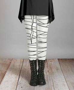 Lily | White & Black Mummy Wrap Leggings - Women