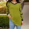 Lily | Green & Black Bats Long-Sleeve V-Neck Tunic - Plus