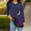 Lily | Blue & Purple Haunted House & Moon Long-Sleeve V-Neck Tunic - Plus