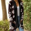 Lily | Green & Navy Floral Pocket Open Cardigan - Plus