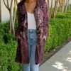 Lily | Mauve & White Paisley Pocket Button-Up Coat - Women