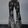 Lily | Black & Gray Animal-Print Wide-Leg Pants - Women