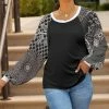 Lily | Black & Gray Floral-Contrast Raglan Tunic - Women