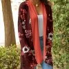 Lily | Red & Coral Floral Pocket Open Cardigan - Women