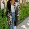 Lily | Black & White Paisley Pocket Button-Up Coat - Women