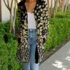 Lily | Black & Beige Animal-Print Pocket Button-Up Coat - Women