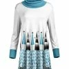 Lily | White & Blue Winter Tree Cowl-Neck Tunic - Plus