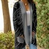 Lily | Black & Gray Abstract Swirl Open Cardigan - Plus