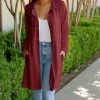 Lily | Red & Mauve Geometric Button-Up Pocket Coat - Women