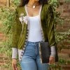 Lily | Olive & Silver Floral Dragonfly Cardigan - Plus