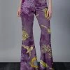 Lily | Purple & Yellow Polka Dot Botanical Flare Lounge Pants - Plus
