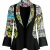 Lily | Black & Yellow Letters Shawl Collar Open Blazer - Plus