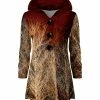 Lily | Red & Cream Abstract Tree Button-Front Velvet Hooded Cardigan - Plus