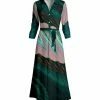 Lily | Green & Beige Brushstroke Button-Top Tie-Waist Maxi Dress - Plus