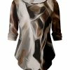 Lily | Brown & Black Abstract Three-Quarter Sleeve Boatneck Top - Women